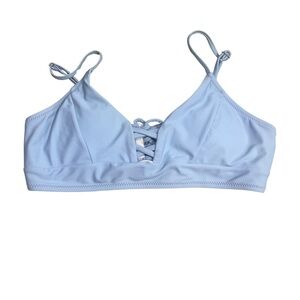 Women’s Light Blue Strappy Bikini Triangle Top Adjustable Straps Medium